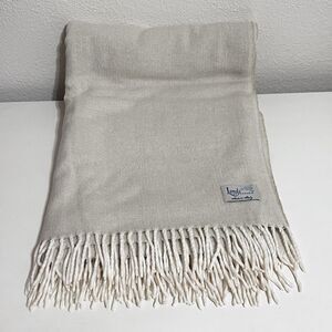 Lands Downunder Italian Herringbone Fringed Cream Throw Blanket Soft Italy